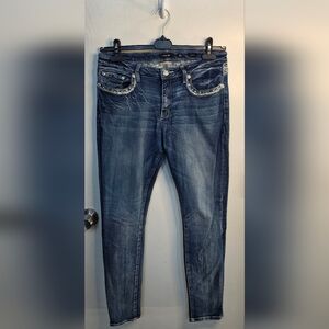 *2 For $40* Miss Me Blue Skinny Jeans with Bling & Teal & Silver Accents